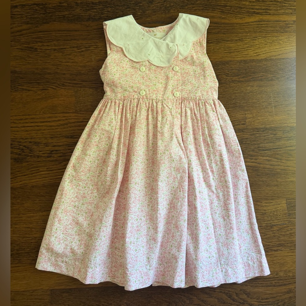 Sal & Pimenta Pink Floral Dress with White Peter Pan Collar